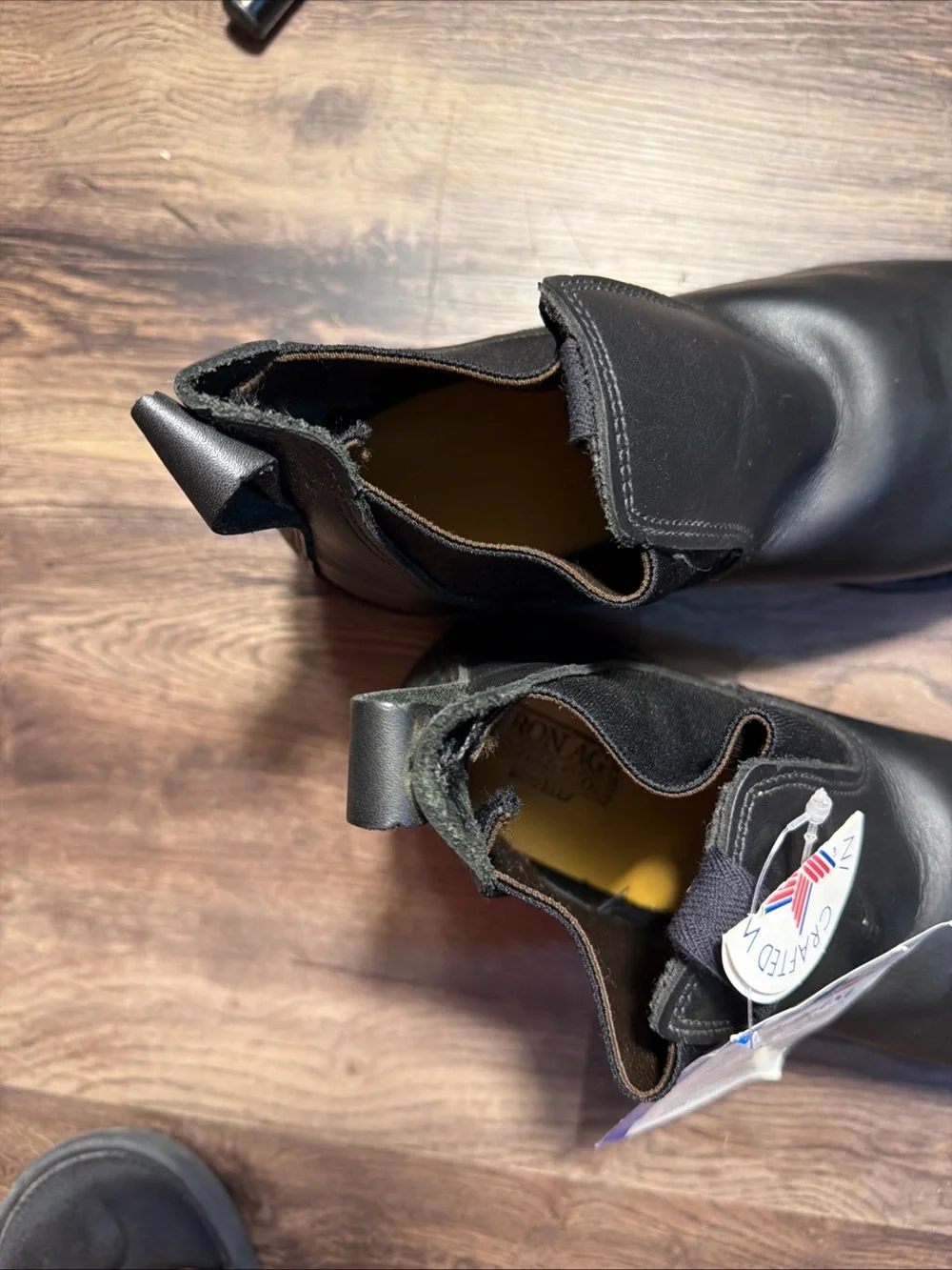 Vng USA Iron Age Slip On Black Leather Steel Toe Work Boots Men’s Sz 9 New